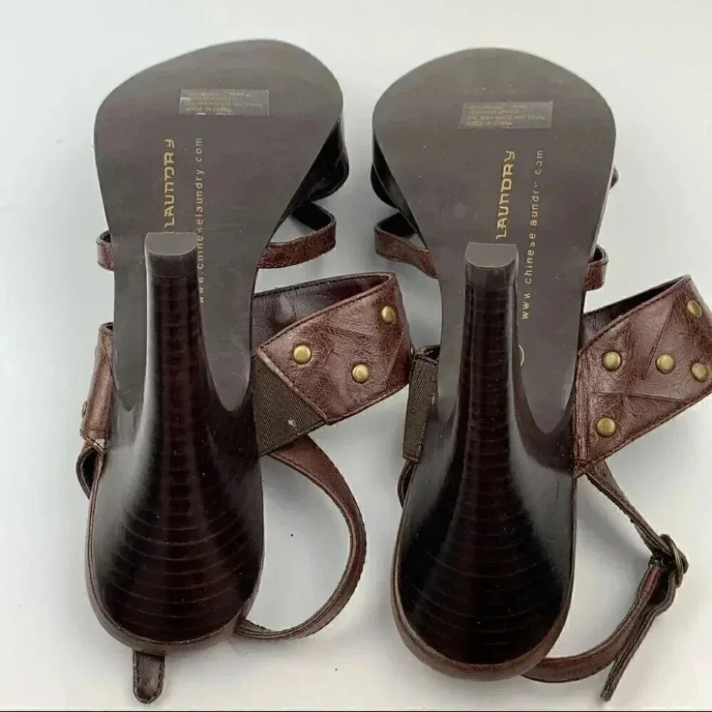 Chinese laundry Suzana platform heels 8.5 brown studded strappy vintage Y2k